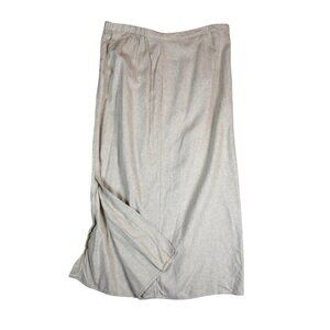 Old Navy Beige Midi Skirt Size XL Coastal Minimalist Linen Blend Pull-On